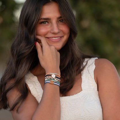 Anchor with Nautical Colors Hair Tie Bracelets: Med