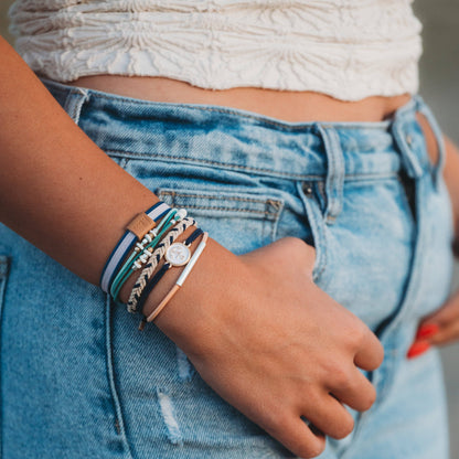 Anchor with Nautical Colors Hair Tie Bracelets: Med
