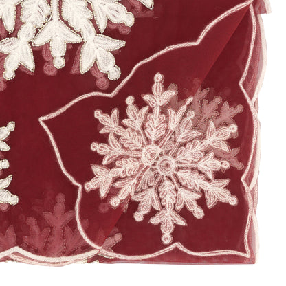Beaded + Embroidered Snowflake Runner: Red / 16"x72"