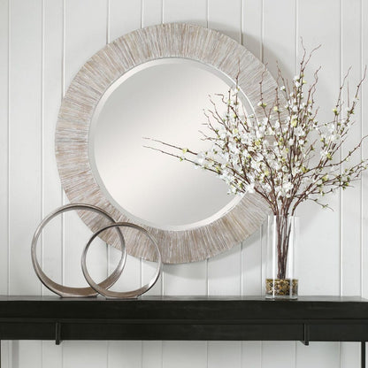 Relaxed Round Bamboo Mirror