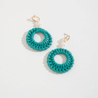 Harper Drop Earrings Beach Jewelry: Teal / Circle