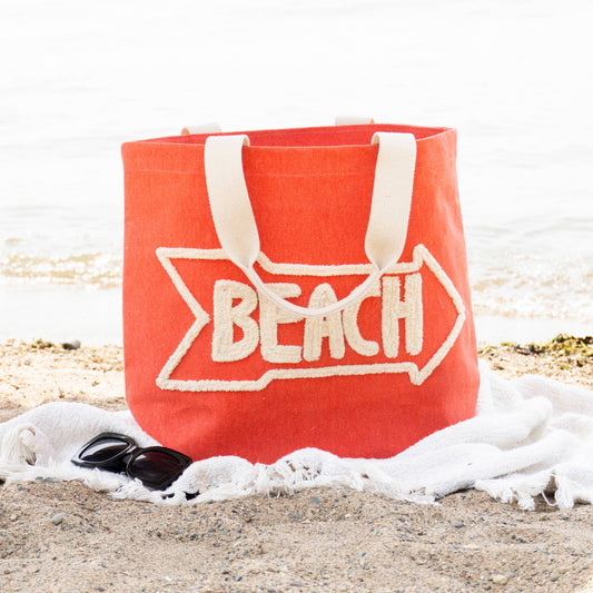 Beach Hand Embroidered Tote Bag - Coral Water Resistant Tote Bag