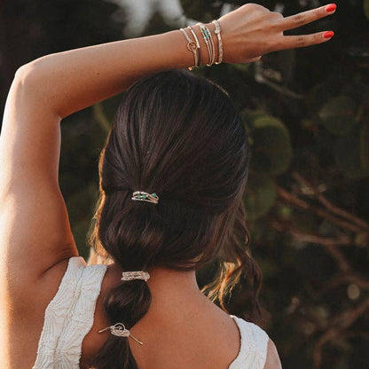"Reflect" Gold Wave with Beachy Neutrals Hair/Tie Bracelets