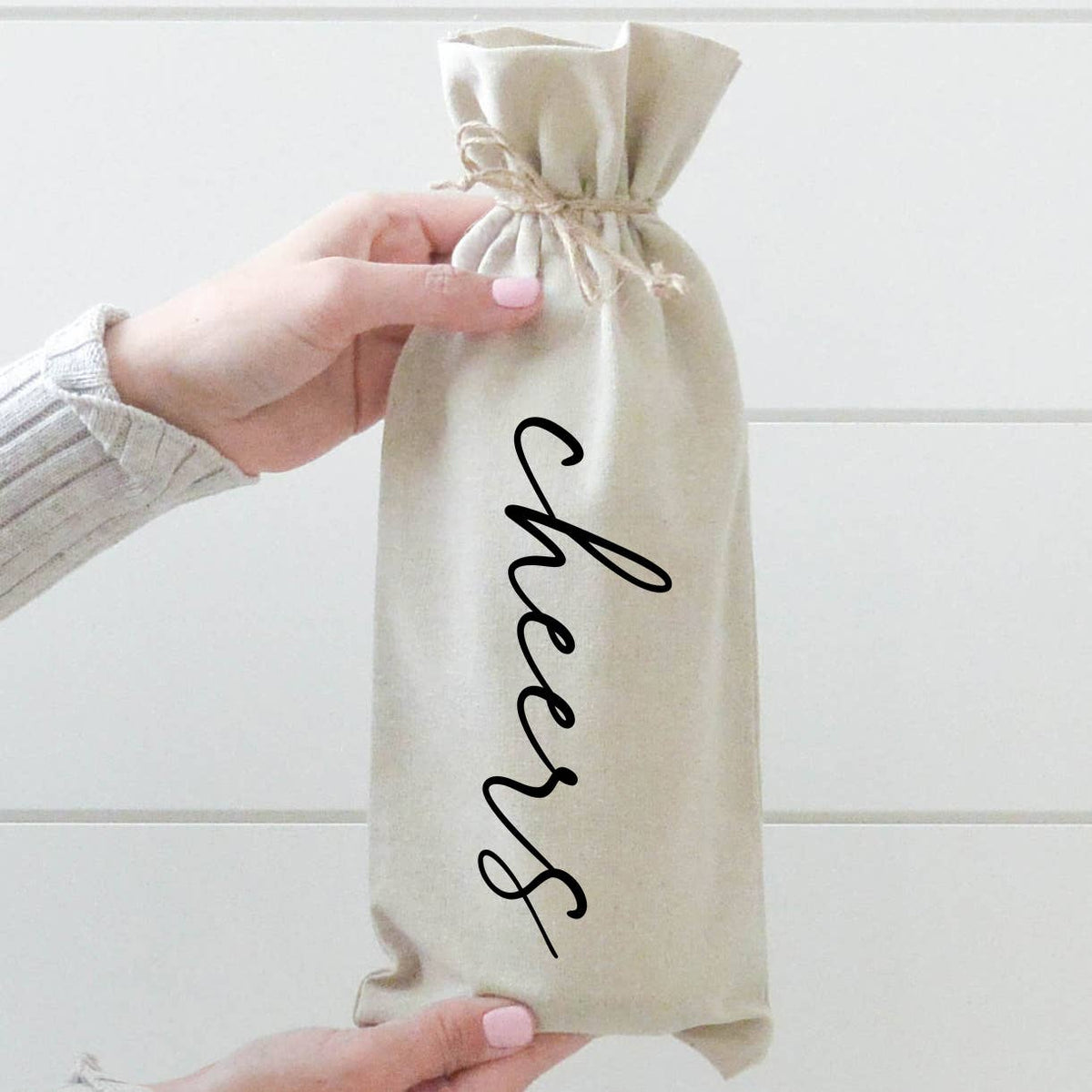 Cheers Linen Wine Bag
