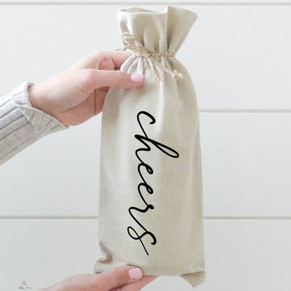 Cheers Linen Wine Bag