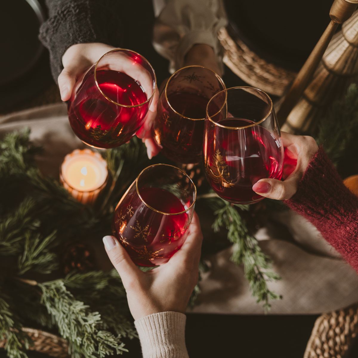 Set of 2 Snowflake Stemless Wine Glasses