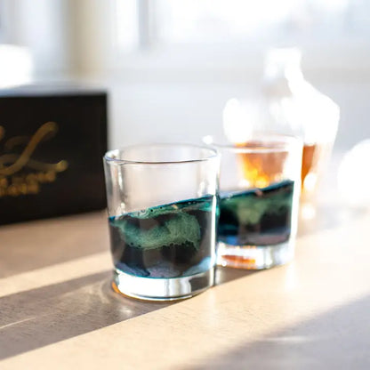 Resin Coated Lowball Glasses S/2