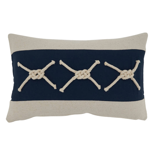 Throw Pillow With Rope Knots Appliqué