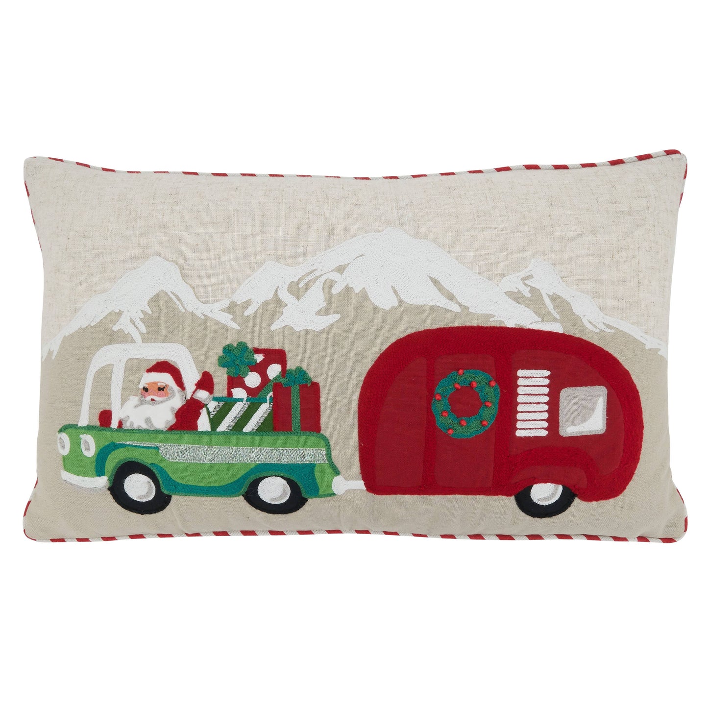 Pillow With Santa Truck & Trailer