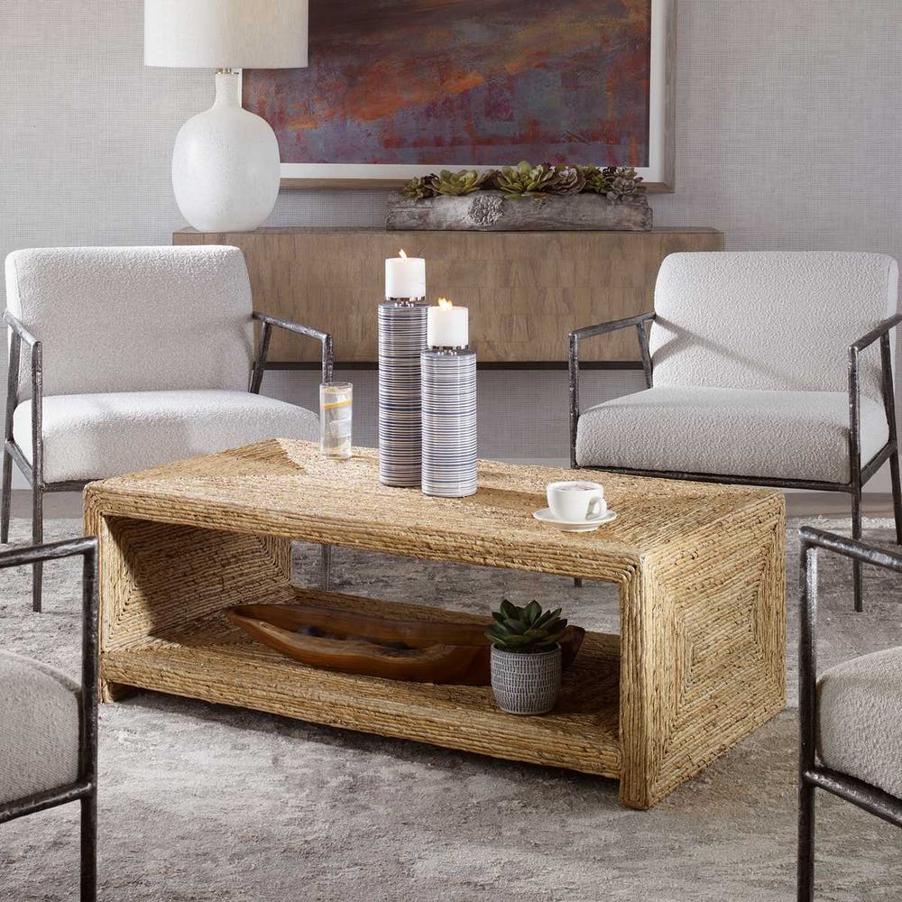 Woven Coffee Table Open Bottom