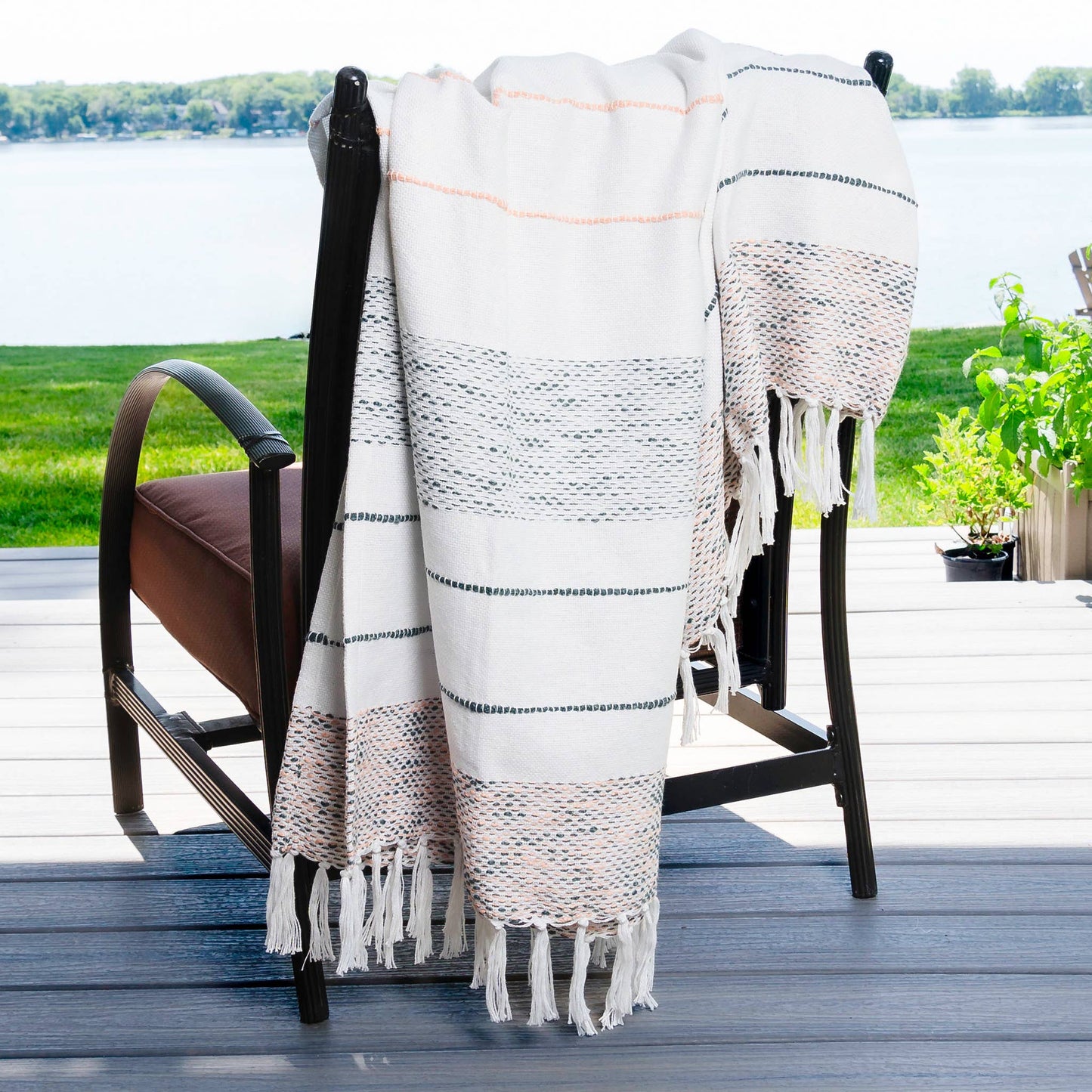 Indoor/Outdoor Recycled Woven Throw Blanket: Sage