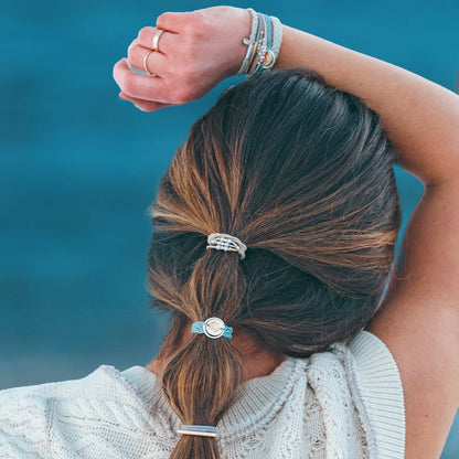 "Wonder" Soft Creams and Blues Hair Tie/Bracelets
