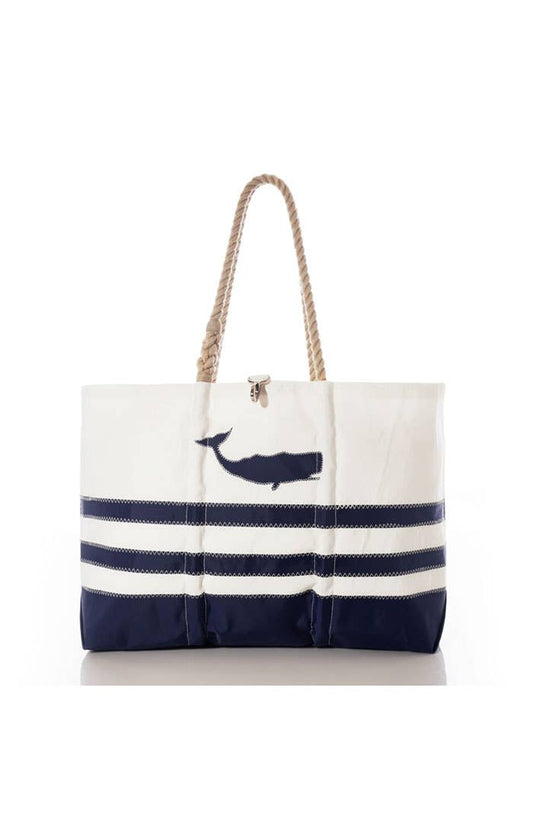 Breton Stripe Whale Ogunquit Beach Tote
