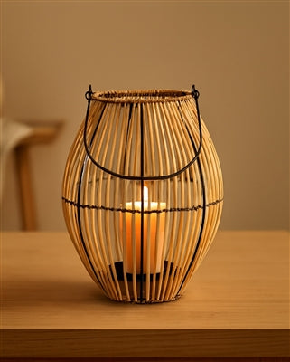 Lantern Iron & Natural Bamboo