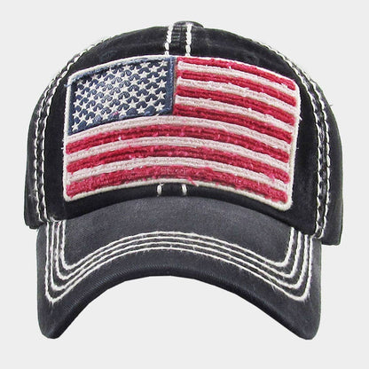 American USA Flag Vintage Baseball Cap
: Black