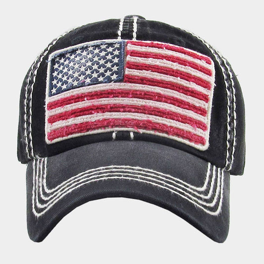 American USA Flag Vintage Baseball Cap
: Black