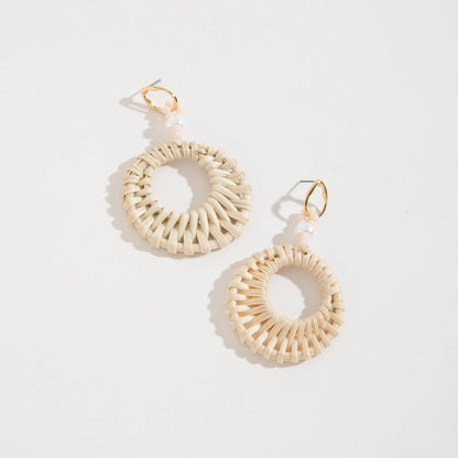 Harper Drop Earrings Beach Jewelry: Tan / Circle