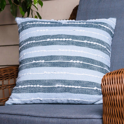 Romy  Striped Indoor/Outdoor  Pillow: Blue
