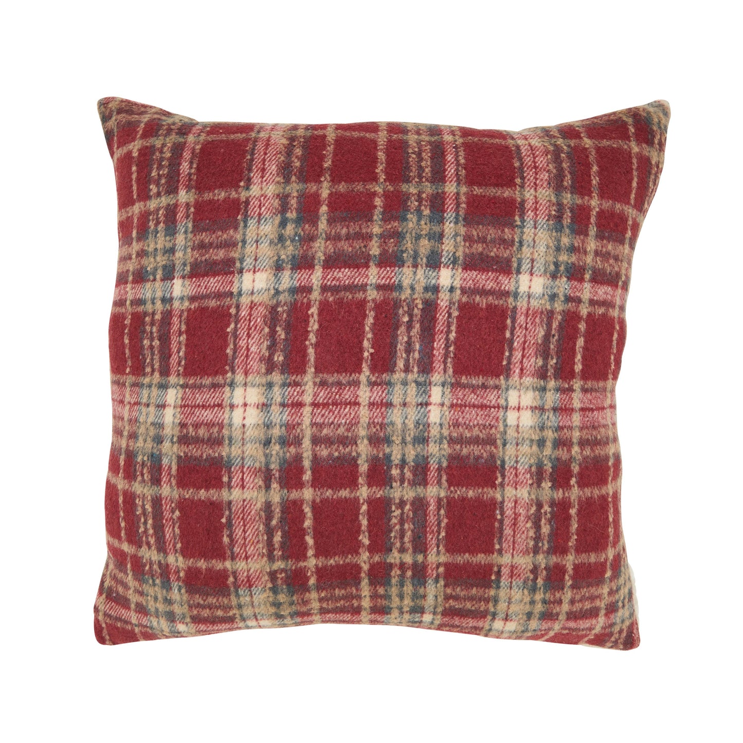 Plaid Reindeer Throw Pillow: Multi / Down Filled / 18"