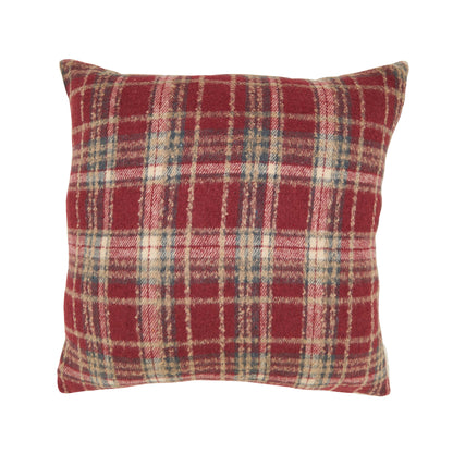 Plaid Reindeer Throw Pillow: Multi / Down Filled / 18"