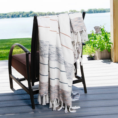 Indoor/Outdoor Recycled Woven Throw Blanket: Tidal Teal