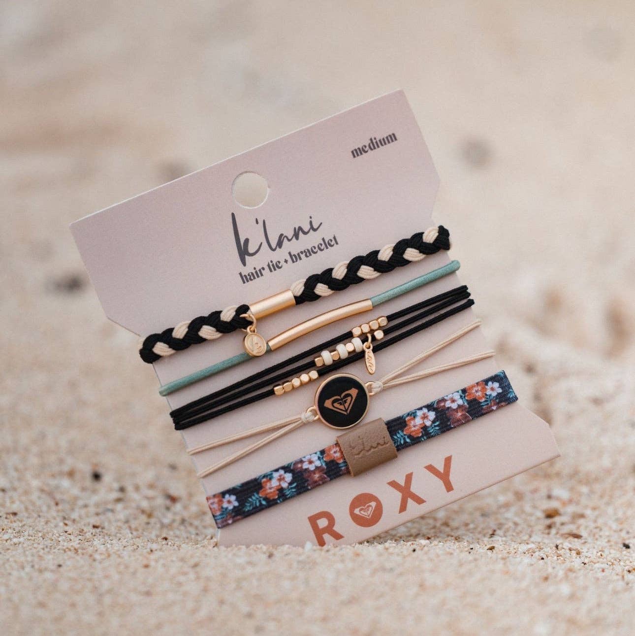 Roxy - Black Beachy Vibe Hair Tie/Bracelets