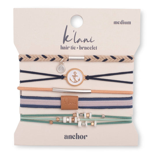 Anchor with Nautical Colors Hair Tie Bracelets: Med