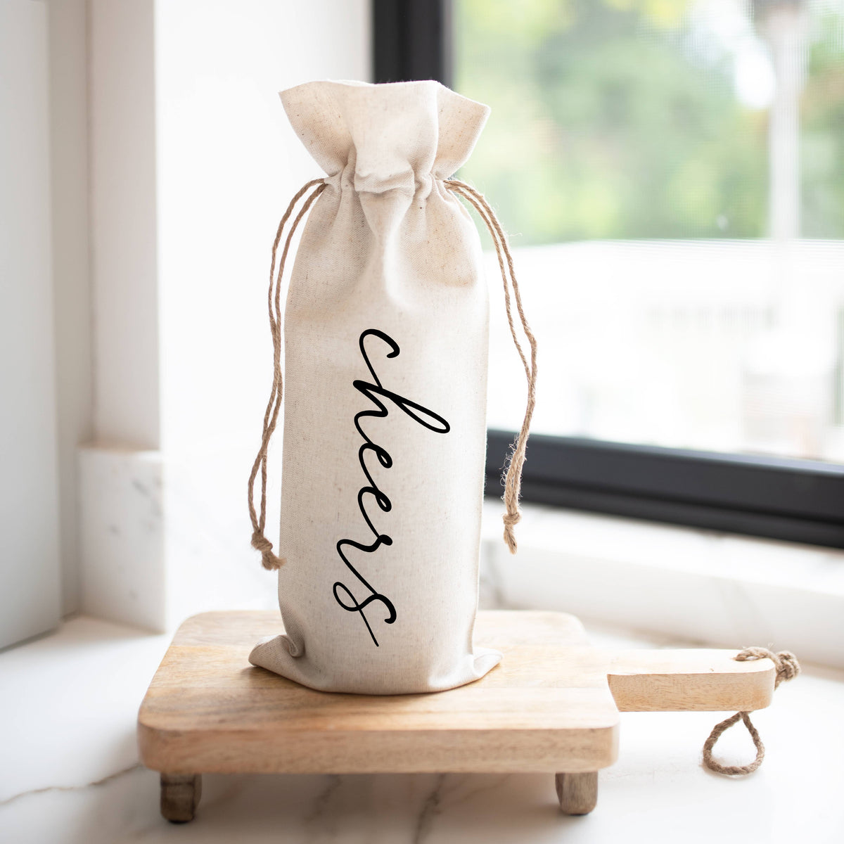 Cheers Linen Wine Bag