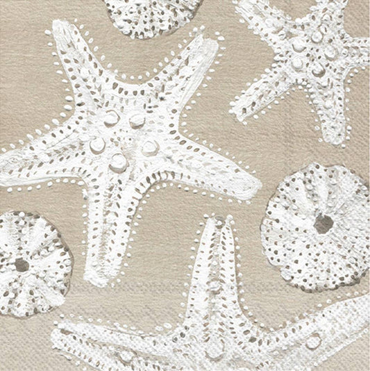 Paper Cocktail Napkins Beach Treasures Starfish - pack 20