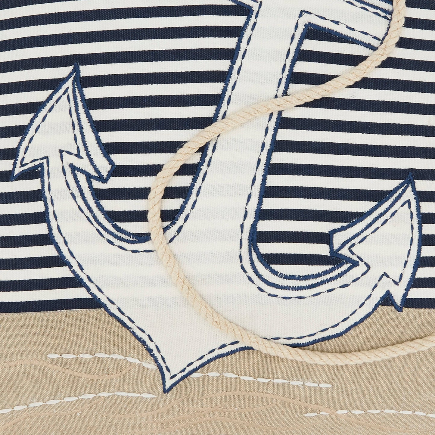Coastal Embroidered Anchor Pillow