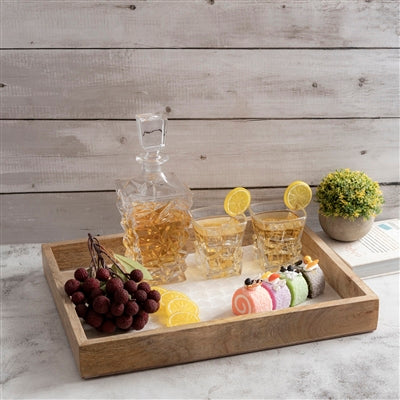 Wood Tray With White Pearl Enamel