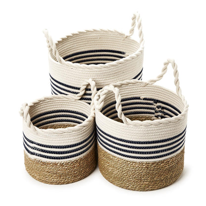Woven Baskets w/Rope Handles