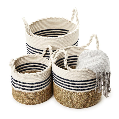 Woven Baskets w/Rope Handles