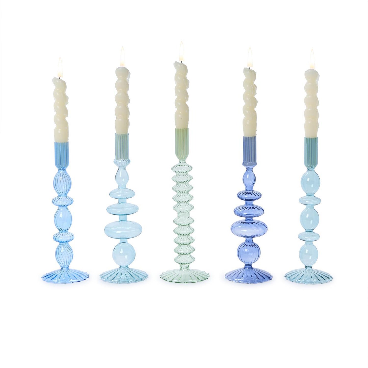 Hand-Blown Glass Candleholders