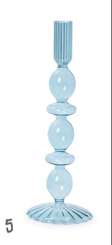 Hand-Blown Glass Candleholders