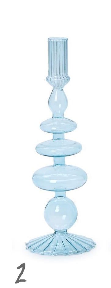 Hand-Blown Glass Candleholders