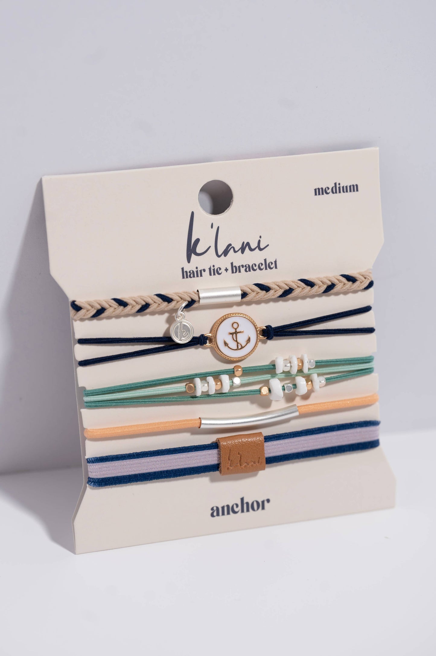 Anchor with Nautical Colors Hair Tie Bracelets: Med