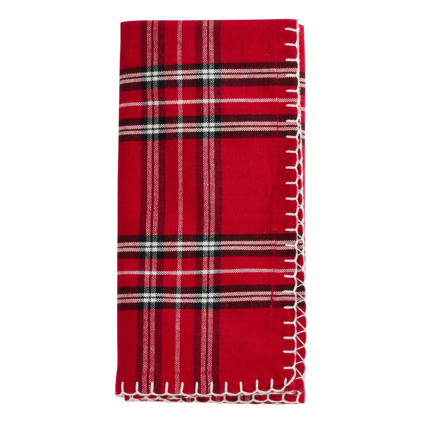 Plaid Whipstitch Napkin: Red / 20" Set of 4
