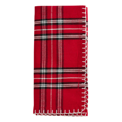 Plaid Whipstitch Napkin: Red / 20" Set of 4