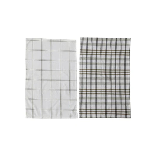 Green Plaid Tea Towel set/2
