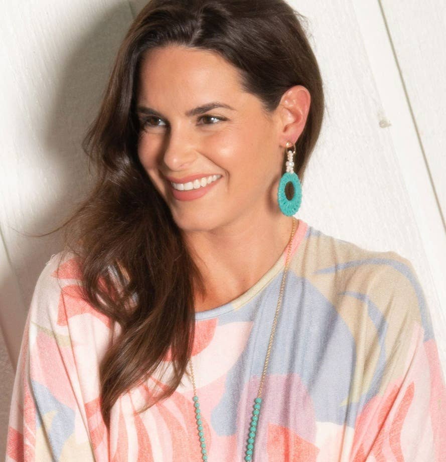 Harper Drop Earrings Beach Jewelry: Tan / Circle