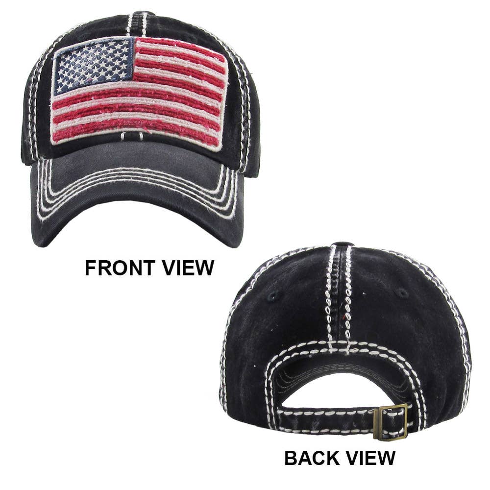 American USA Flag Vintage Baseball Cap
: Black