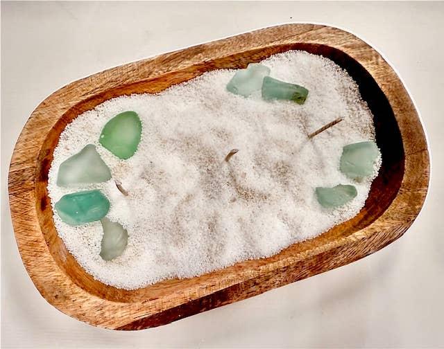 Sand Wax Candle w/Sea Glass