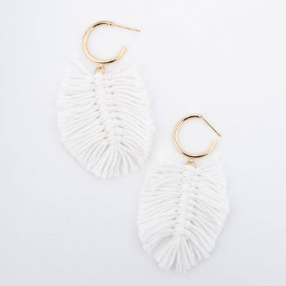 Zephyr Fringe Macrame Palm C Hoop Earrings