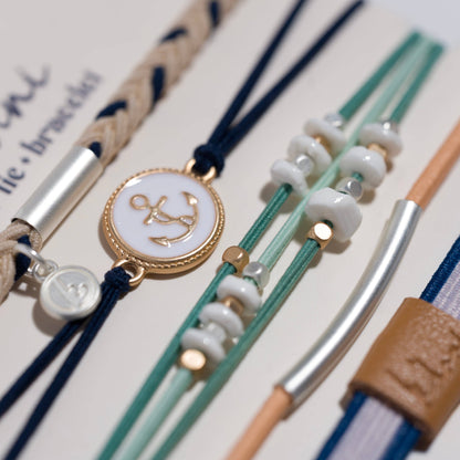Anchor with Nautical Colors Hair Tie Bracelets: Med