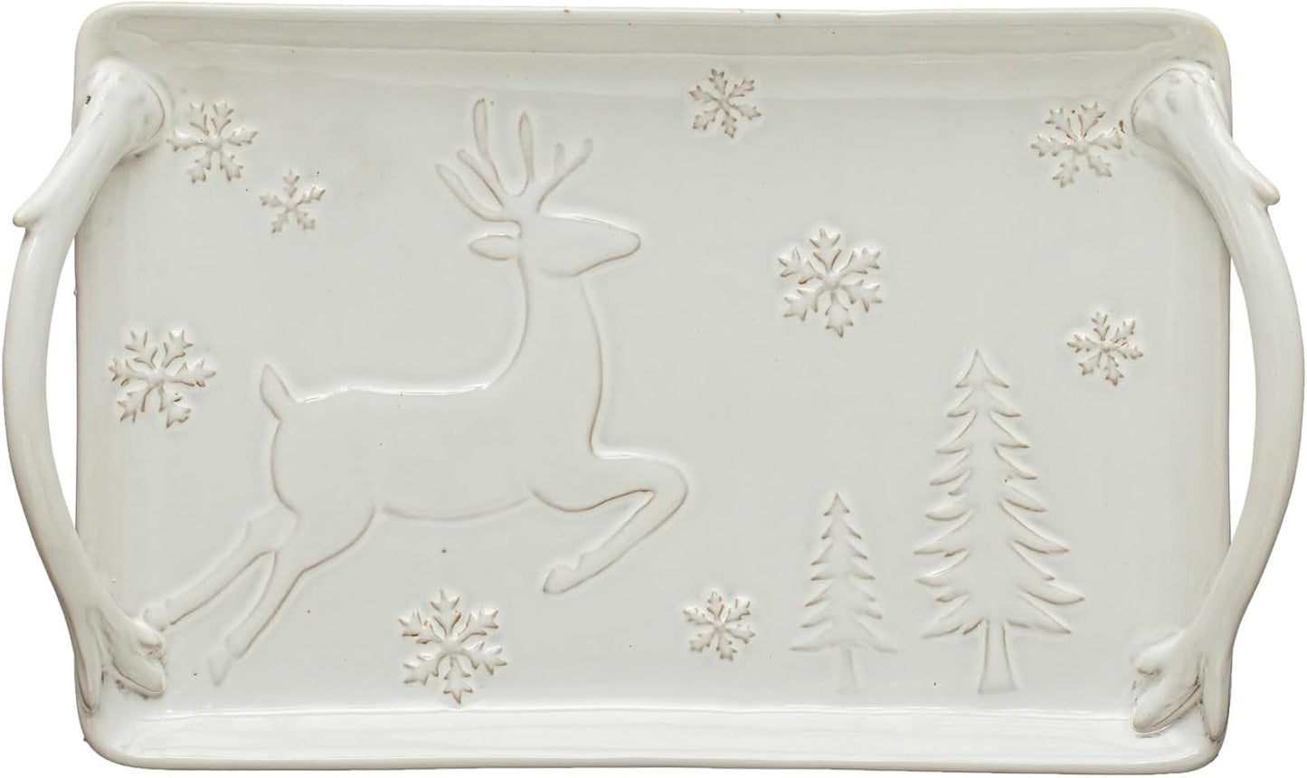 Stoneware Tray w/Deer