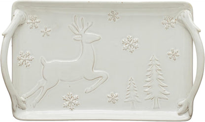 Stoneware Tray w/Deer