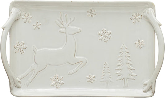 Stoneware Tray w/Deer