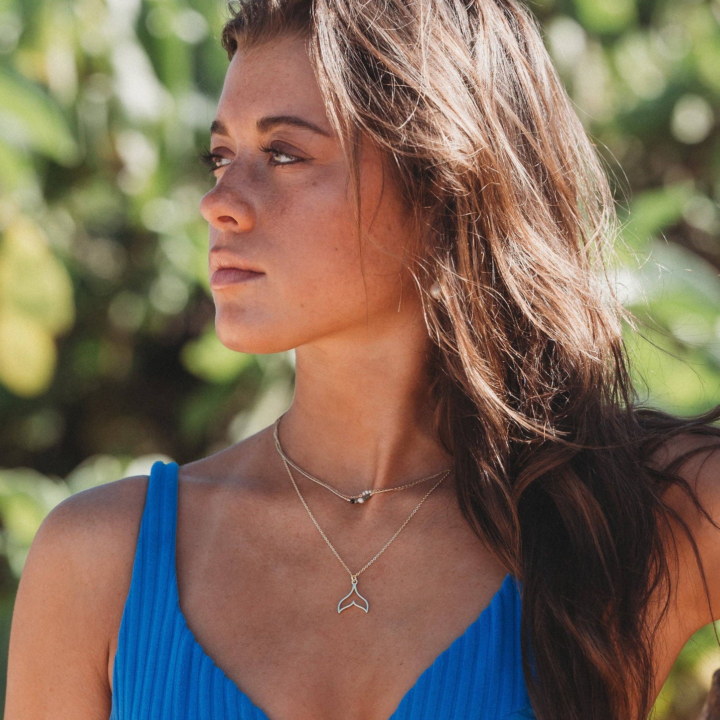 "Protect" Gold Whale Tail Necklace Set