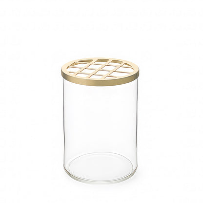 Glass & Brass Flower Cylinder Vase